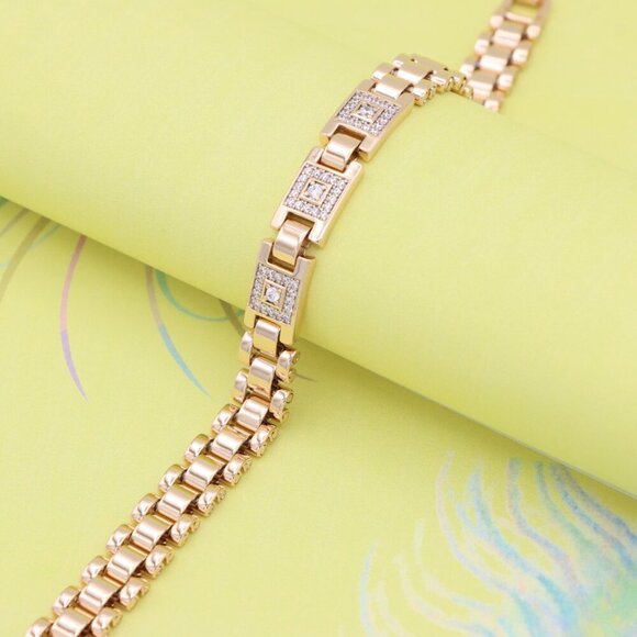 ✔ACCEPT OFFER Jewelry - "Elegant Square Motif Rose Gold Bracelet with CZ Accents, XPBL0920